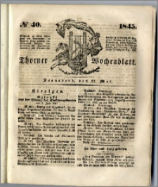 Thorner Wochenblatt 1845, No. 40 + Beilage, Zweite Beilage, Thorner wöchentliche Beitung