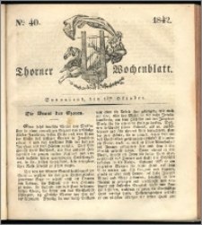Thorner Wochenblatt 1842, No. 40 + Beilage, Thorner wöchentliche Zeitung