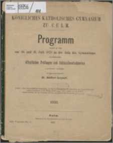 Programm... / Königliches Katholisches Gymnasium zu Culm 1878