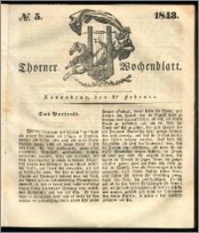 Thorner Wochenblatt 1843, No. 5 + Beilage, Thorner wöchentliche Beitung