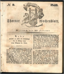 Thorner Wochenblatt 1843, No. 9 + Beilage