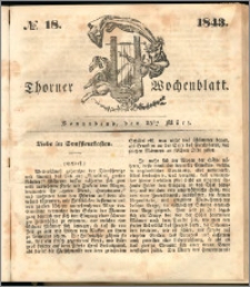 Thorner Wochenblatt 1843, No. 18 + Beilage, Thorner wöchentliche Beitung
