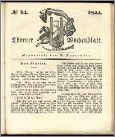 Thorner Wochenblatt 1844, No. 74 + Beilage, Thorner wöchentliche Beitung