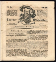 Thorner Wochenblatt 1846, No. 5 + Beilage