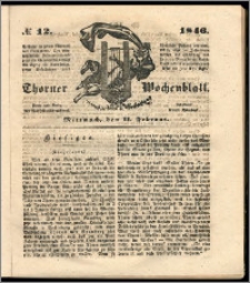 Thorner Wochenblatt 1846, No. 12 + Beilage