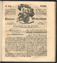 Thorner Wochenblatt 1846, No. 15 + Zweite Beilage