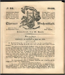 Thorner Wochenblatt 1846, No. 31 + Beilage