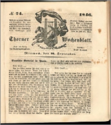 Thorner Wochenblatt 1846, No. 74 + Beilage