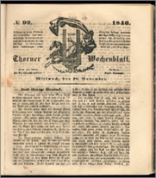Thorner Wochenblatt 1846, No. 92 + Beilage