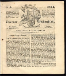 Thorner Wochenblatt 1847, No. 5 + Beilage