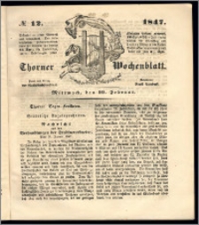 Thorner Wochenblatt 1847, No. 12 + Beilage