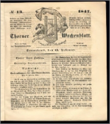 Thorner Wochenblatt 1847, No. 13 + Beilage