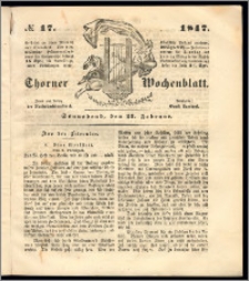 Thorner Wochenblatt 1847, No. 17 + Beilage