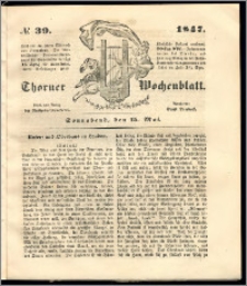 Thorner Wochenblatt 1847, No. 39 + Beilage