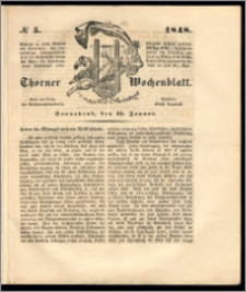 Thorner Wochenblatt 1848, No. 5 + Beilage