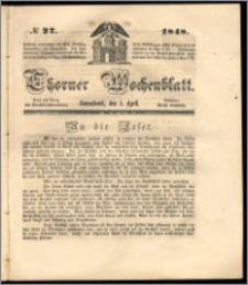 Thorner Wochenblatt 1848, No. 27 + Beilage