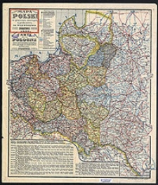 Mapa Polski w granicach obecnych z podziałem na województwa