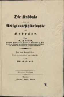 Die Kabbala oder Die Religions-Philosophie der Hebräer