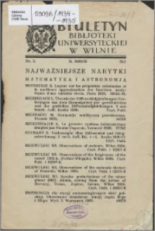 Biuletyn Biblioteki Uniwersyteckiej w Wilnie 1934/1935 nr 2