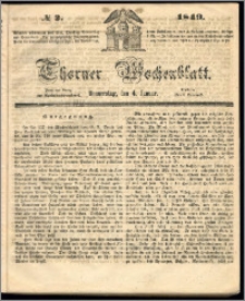 Thorner Wochenblatt 1849, No. 2 + Beilage