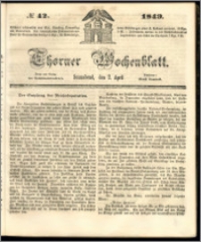 Thorner Wochenblatt 1849, No. 42 + Beilage