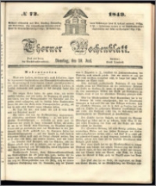 Thorner Wochenblatt 1849, No. 72 + Beilage