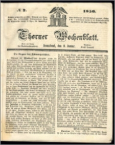 Thorner Wochenblatt 1850, No. 2 + Beilage