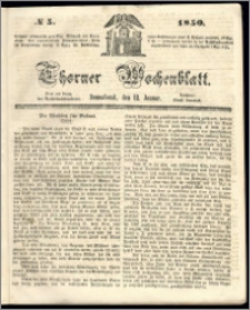Thorner Wochenblatt 1850, No. 5 + Beilage