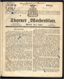 Thorner Wochenblatt 1851, No. 1