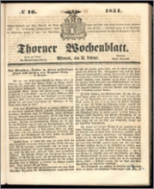 Thorner Wochenblatt 1851, No. 16 + Beilage