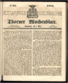 Thorner Wochenblatt 1851, No. 21 + Beilage