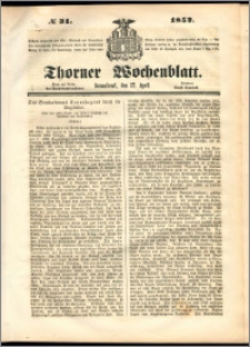 Thorner Wochenblatt 1852, No. 31 + Beilage