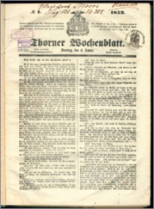 Thorner Wochenblatt 1853, No. 1 + Beilage