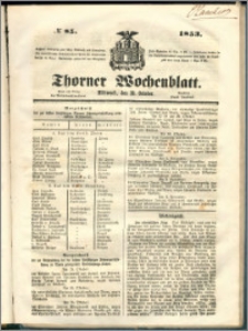 Thorner Wochenblatt 1853, No. 85 + Beilage