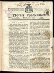 Thorner Wochenblatt 1855, No. 1 + Beilage