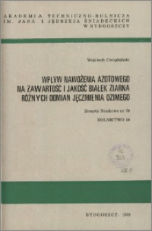 Zeszyty Naukowe. Rolnictwo / Akademia Techniczno-Rolnicza im. Jana i Jędrzeja Śniadeckich w Bydgoszczy, z.10 (79), 1979