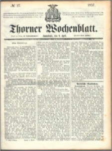 Thorner Wochenblatt 1857, No. 27 + dod. reklamowy