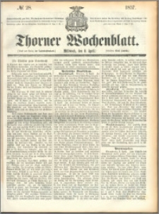 Thorner Wochenblatt 1857, No. 28 + dod. reklamowy