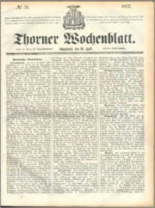 Thorner Wochenblatt 1857, No. 31 + dod. reklamowy