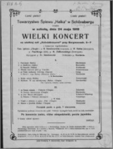 Towarzystwo Śpiewu "Halka" w Schönebergu urządza w sobotę, dnia 24 maja 1919 r.