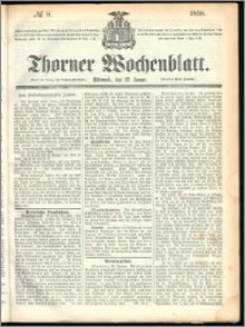 Thorner Wochenblatt 1858, No. 8 + dod. reklamowy