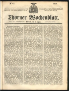 Thorner Wochenblatt 1858, No. 62 + dod. reklamowy