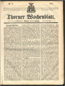 Thorner Wochenblatt 1858, No. 74 + dod. reklamowy