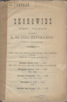 Skorowidz monet polskich ze zbioru sp. ks. Jana Stupnickiego biskupa Przemyskiego