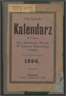 Chełmiński Kalendarz dla Wiarusów Prus Zachodnich, Warmii, W. Księstwa Poznańskiego i Szląska 1896