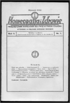 Homeopatja i Zdrowie 1932, R. 2, nr 1