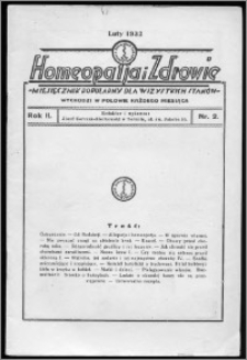 Homeopatja i Zdrowie 1932, R. 2, nr 2