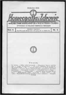 Homeopatja i Zdrowie 1932, R. 2, nr 4