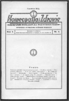 Homeopatja i Zdrowie 1932, R. 2, nr 6