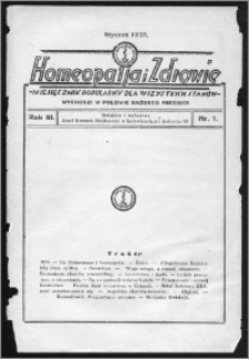 Homeopatja i Zdrowie 1933, R. 3, nr 1